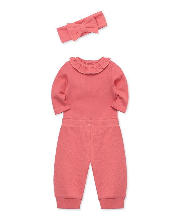 Simply Little Me Rose Bodysuit and Pant Set with Headband