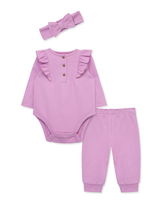 Simply Little Me Orchid Bodysuit and Pant Set with Headband