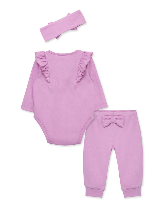 Simply Little Me Orchid Bodysuit and Pant Set with Headband