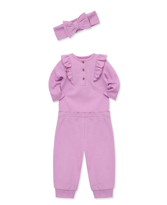 Simply Little Me Orchid Bodysuit and Pant Set with Headband