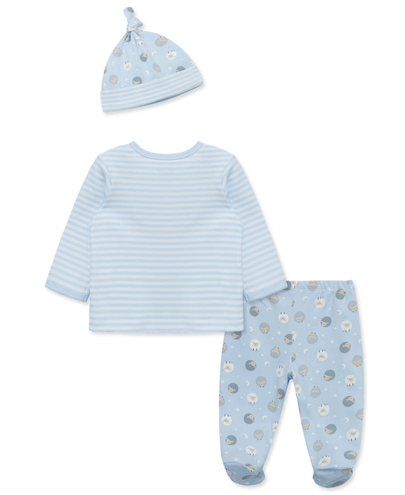 Little Me Counting Sheep Footed Pant Set with Hat