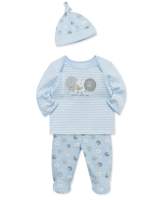 Little Me Counting Sheep Footed Pant Set with Hat