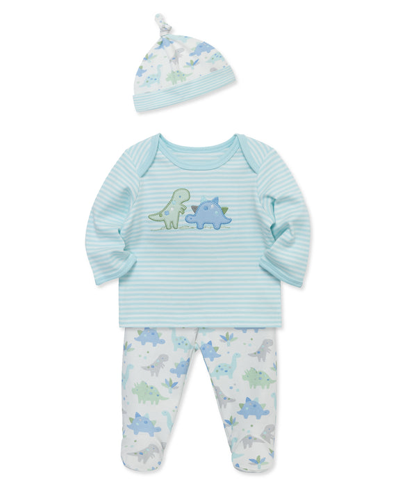 Little Me Cute Dino Footed Pant Set with Hat