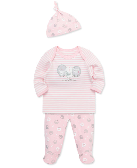 Little Me Cute Sheep Footed Pant Set with Hat