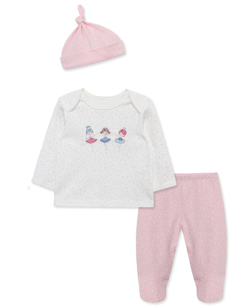 Little Me Ballet Stars Footed Pant Set with Hat