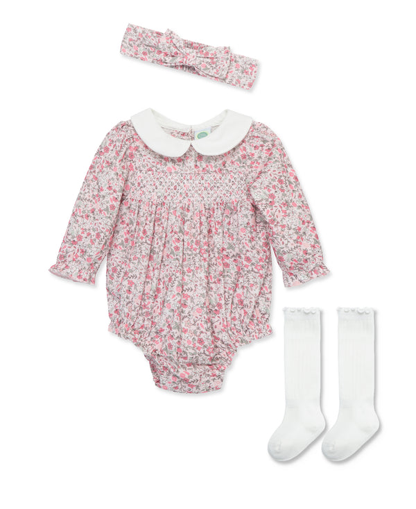 Little Me Smocked Bubble Set with Socks