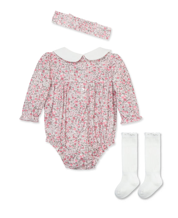 Little Me Smocked Bubble Set with Socks