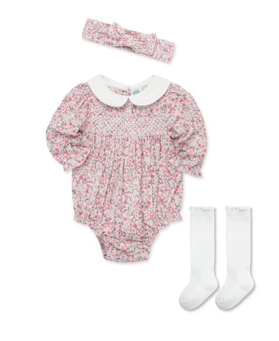 Little Me Smocked Bubble Set with Socks