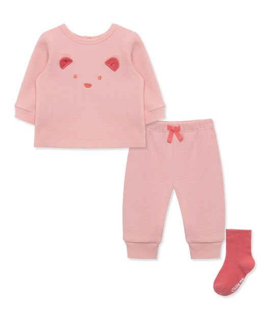 Simply Little Me Pink Bear Jogger Set with Socks