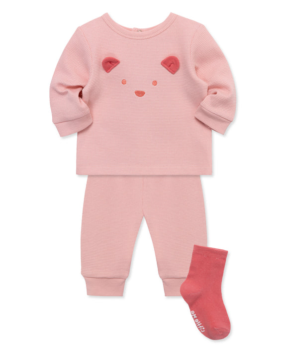 Simply Little Me Pink Bear Jogger Set with Socks