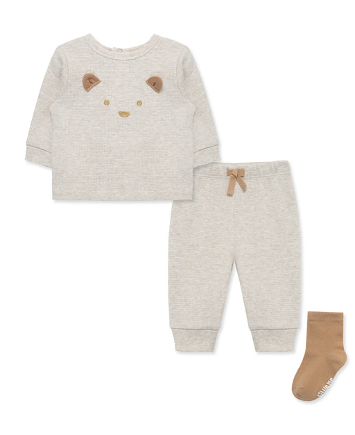 Simply Little Me Oatmeal Bear Jogger Set with Socks