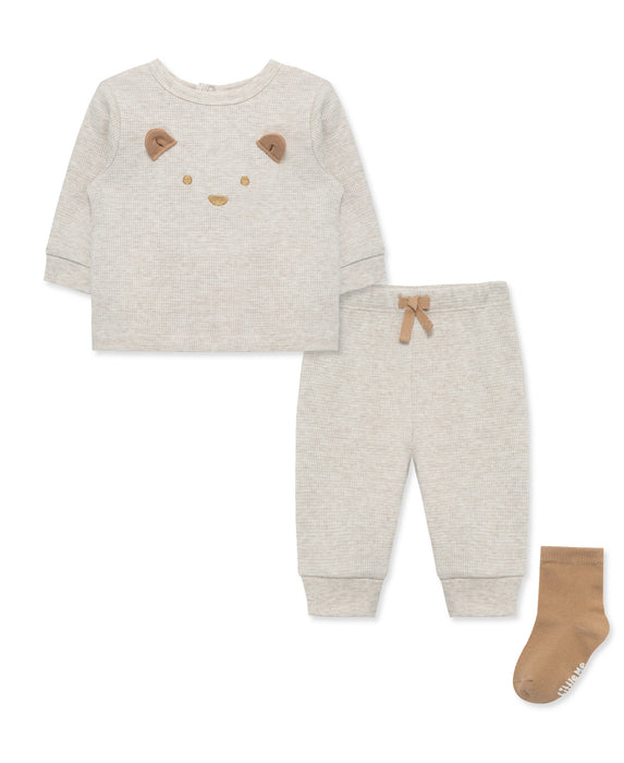 Simply Little Me Oatmeal Bear Jogger Set with Socks