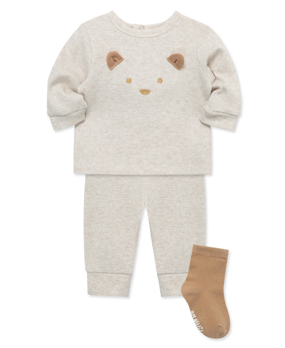 Simply Little Me Oatmeal Bear Jogger Set with Socks