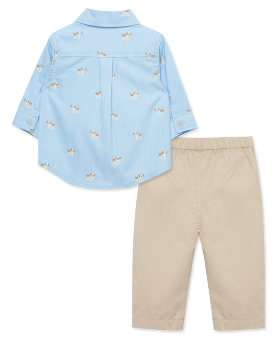 Little Me Puppies Woven Pant Set