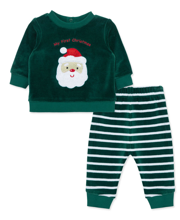 Little Me Santa Velour Pant Set