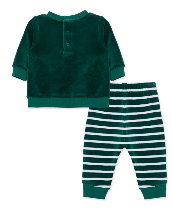 Little Me Santa Velour Pant Set