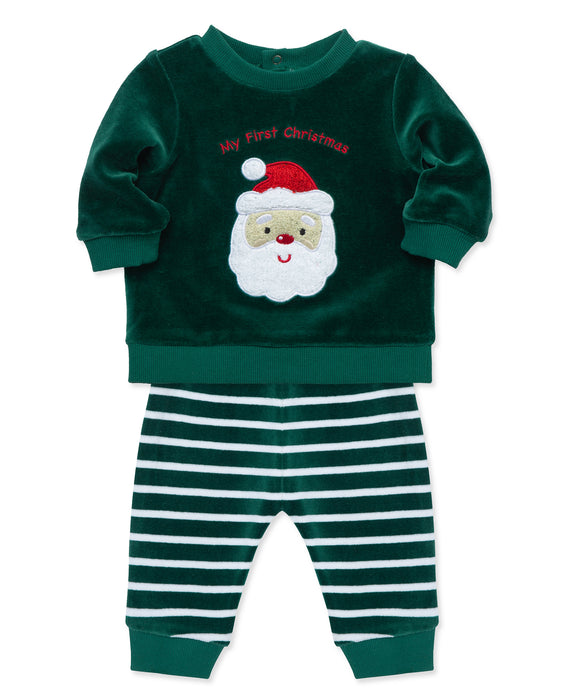 Little Me Santa Velour Pant Set