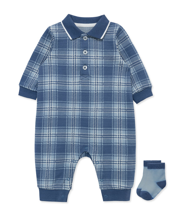 Little Me Plaid Coverall with Socks