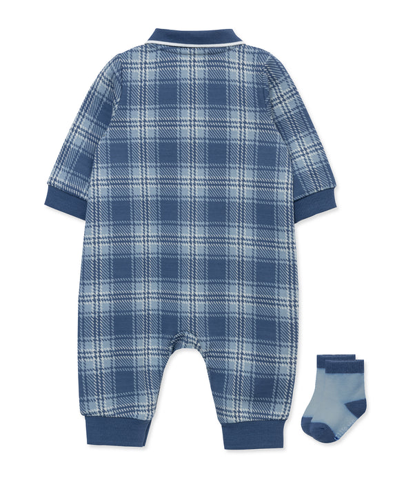 Little Me Plaid Coverall with Socks