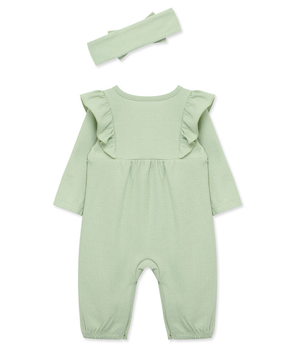 Simply Little Me Green Jumpsuit with Headband