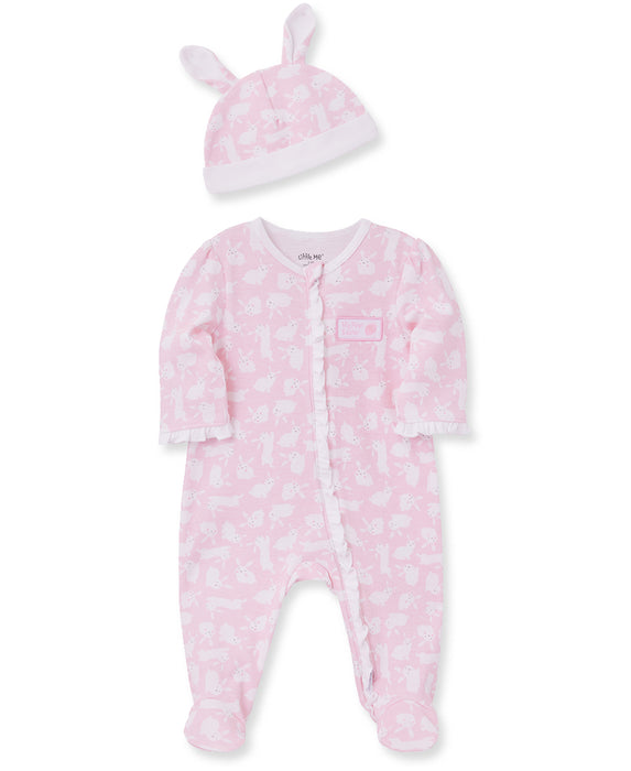 Little Me Pink Bunny Footie with Hat