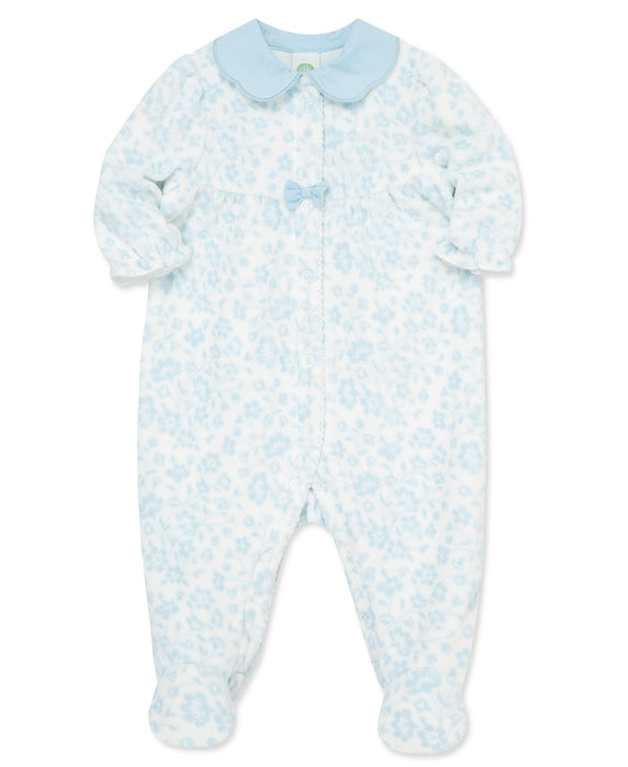 Little Me Floral Toile Velour Footie