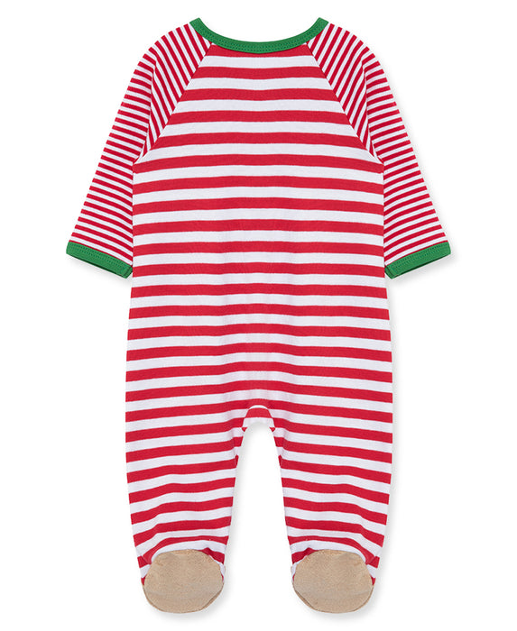 Little Me Reindeer Stripe Footie