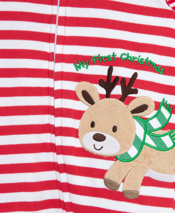 Little Me Reindeer Stripe Footie