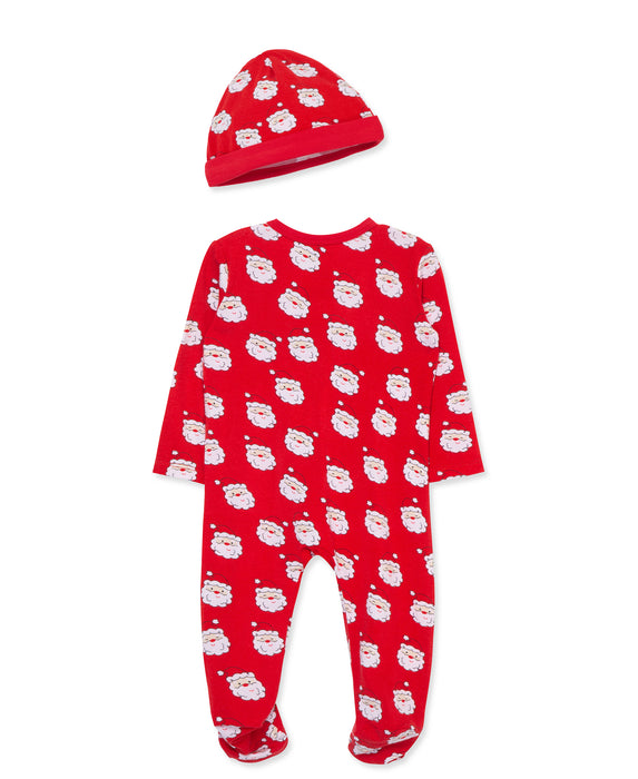 Little Me Santa Bamboo Footie with Hat