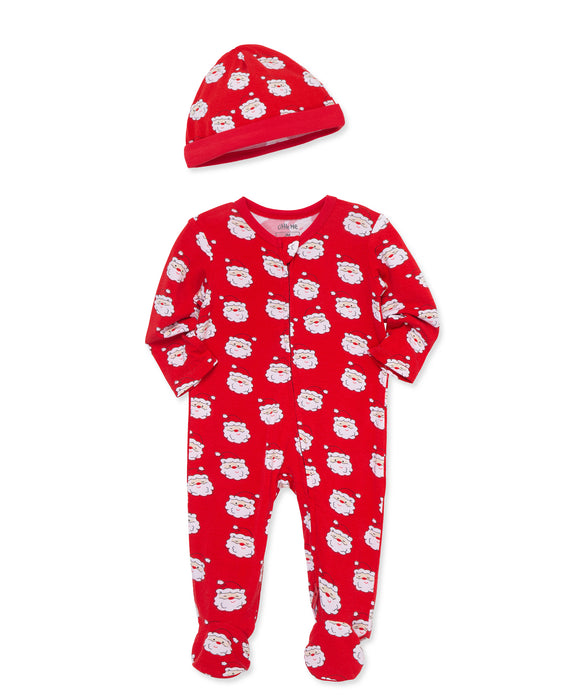 Little Me Santa Bamboo Footie with Hat