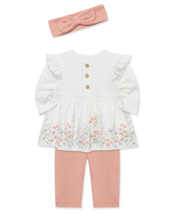 Little Me Meadow Border Tunic Set with Headband