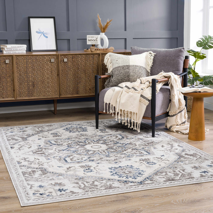 Hauteloom Bakir Blue Hues Gray Medallion Area Rug - Limited Edition