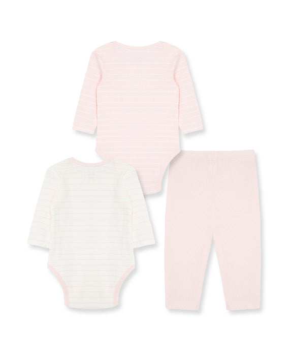 Little Me 3 Piece Bodysuit Pant Set - Pink