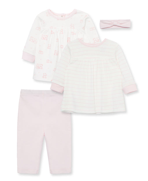 Little Me 4 Piece Tunic Set with Footed Bottom