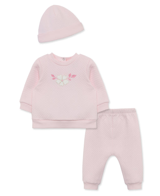 Little Me Petals Quilted Pant Set with Hat