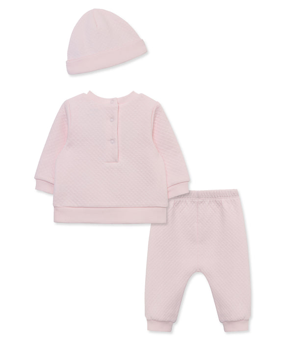 Little Me Petals Quilted Pant Set with Hat