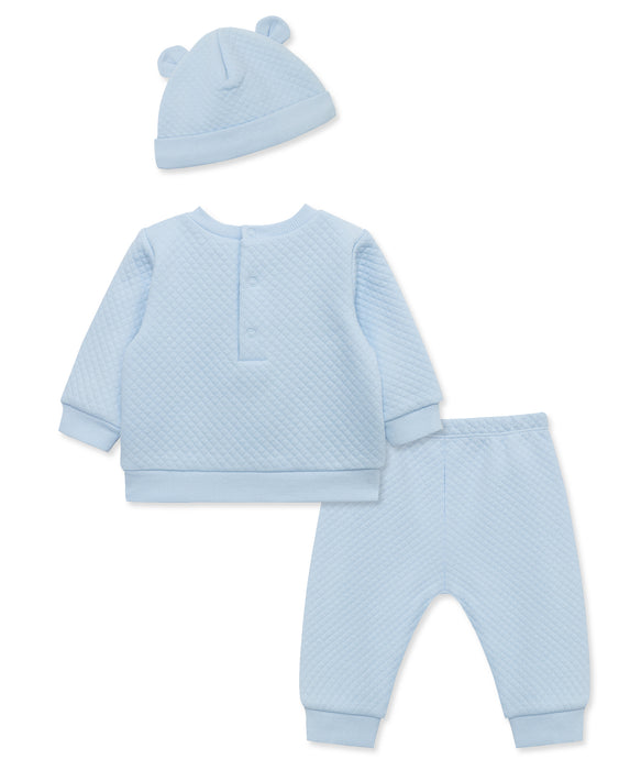 Little Me Cuddles Quilted Pant Set with Hat