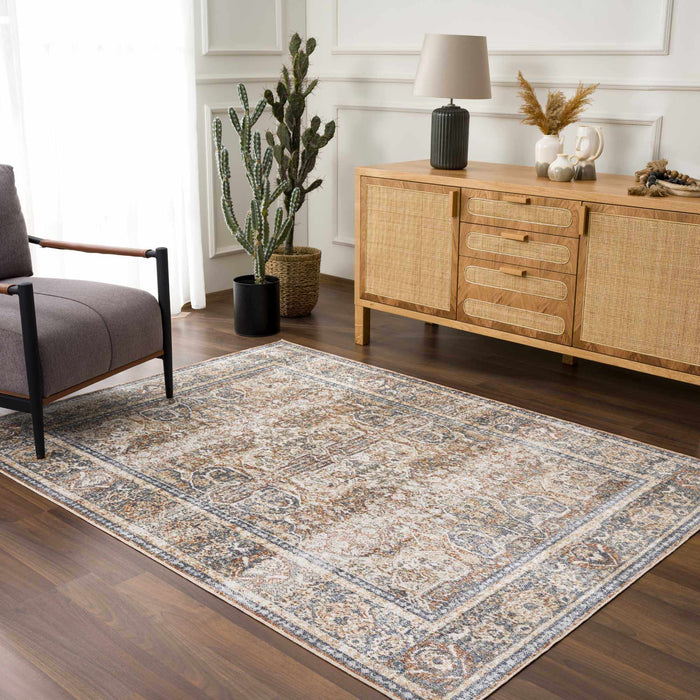 Hauteloom Arias Beige Blue Washable Area Rug