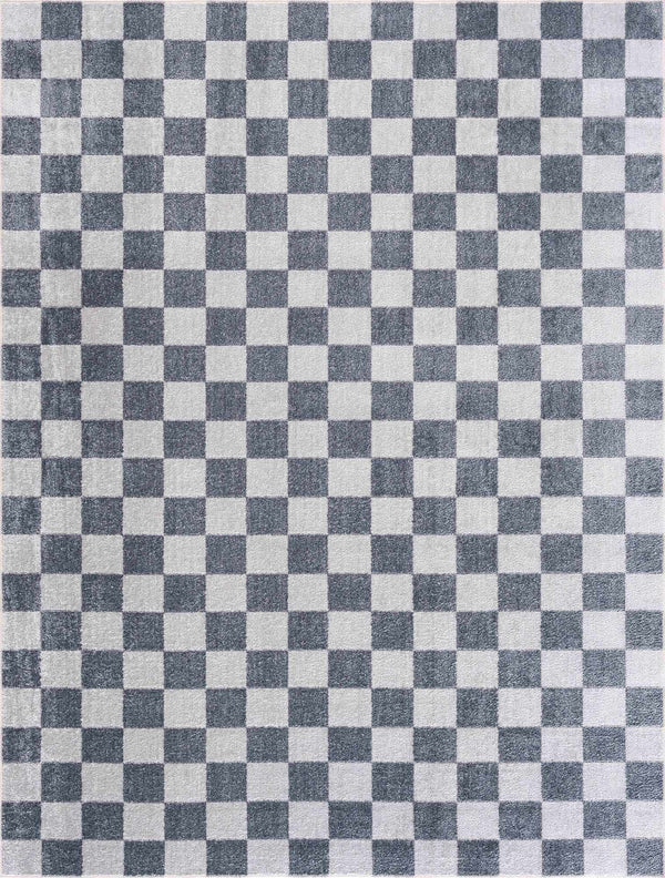 Hauteloom Alie Gray Checkered Washable Area Rug