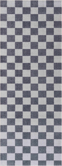 Hauteloom Alie Gray Checkered Washable Area Rug