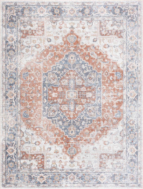 Hauteloom Akram Orange Medallion Washable Runner & Area Rug