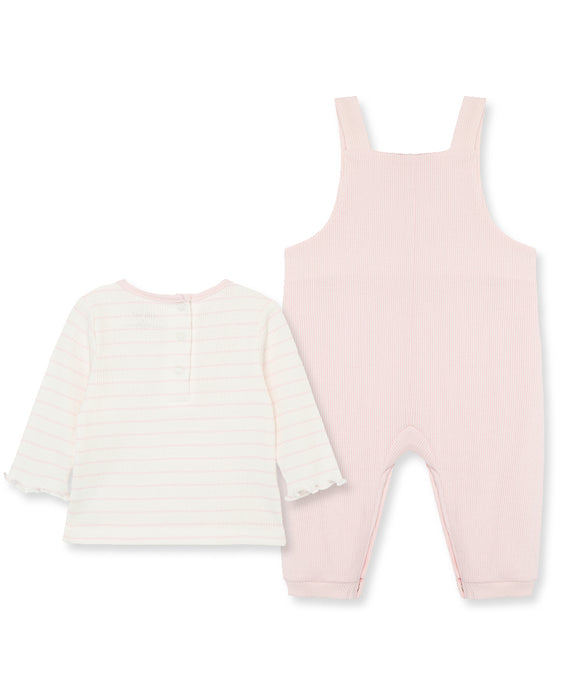 Little Me 2 Piece Overall Set - Pink