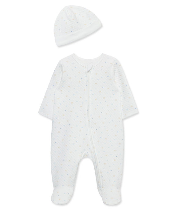 Little Me Cuddles Quilted Footed Coverall with Hat