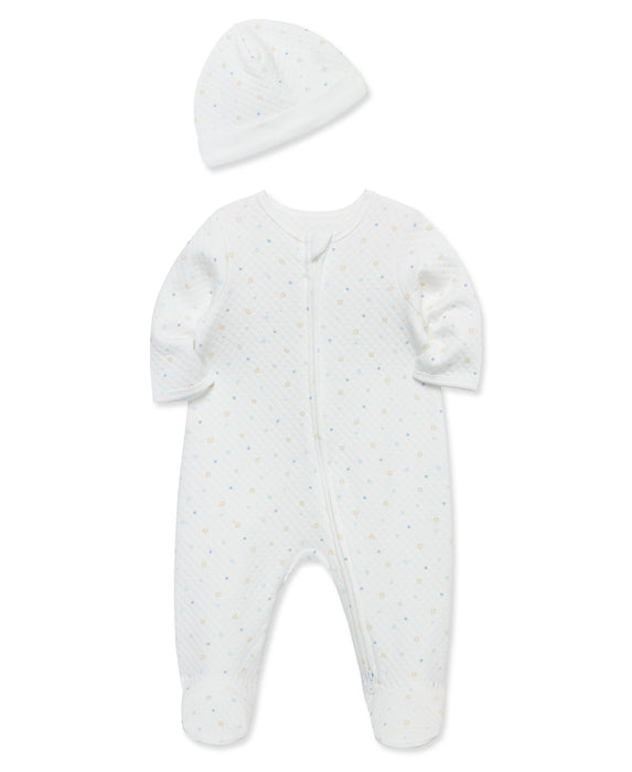 Little Me Cuddles Quilted Footed Coverall with Hat