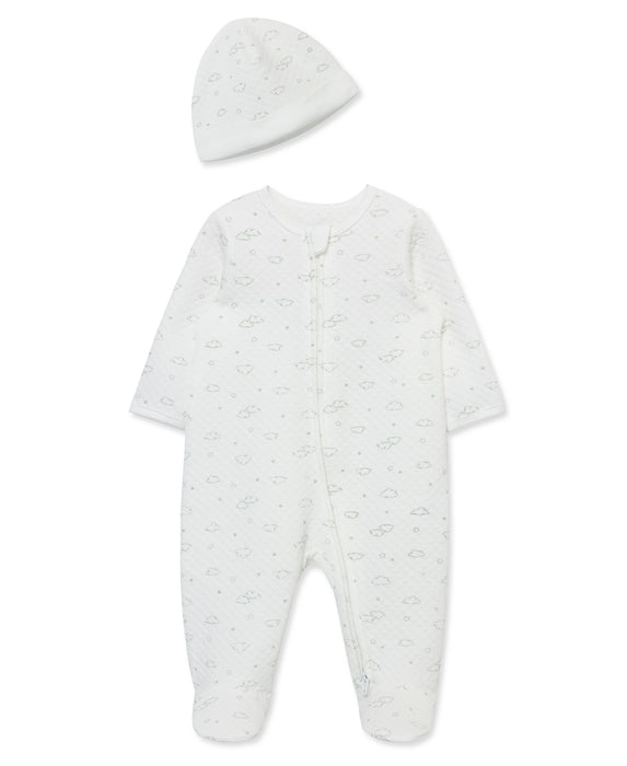 Little Me Snuggles Quilted Footed Coverall with Hat