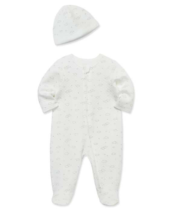 Little Me Snuggles Quilted Footed Coverall with Hat