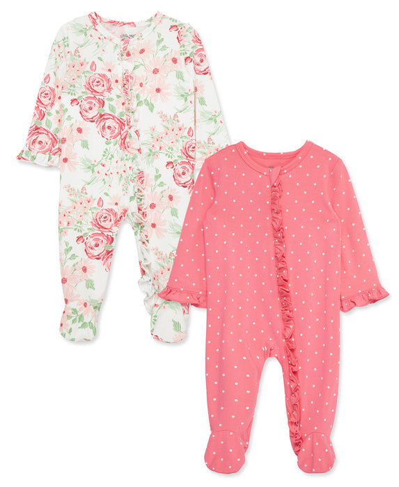 Little Me Lush Floral 2 Pack Footie Set