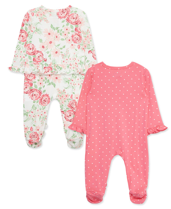 Little Me Lush Floral 2 Pack Footie Set