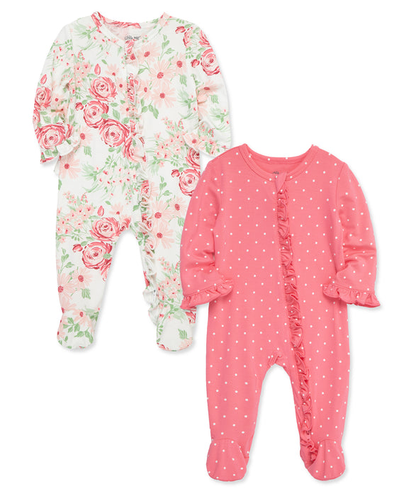 Little Me Lush Floral 2 Pack Footie Set