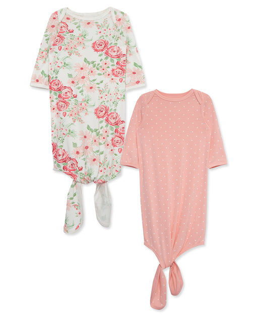 Little Me Lush Floral 2 Pack Knot Gown Set